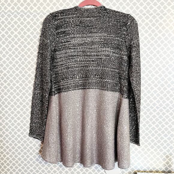 BELLDINI Black & Gray Sequined Knit Open Front Cardigan Sweater, S, NWT! - Picture 5 of 9